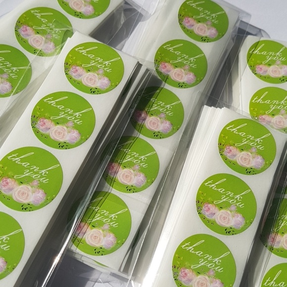 100 pcs Thank You Stickers with Roses 1" in - Picture 3 of 11